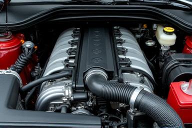 Ruang mesin mobil yang bersih seperti baru